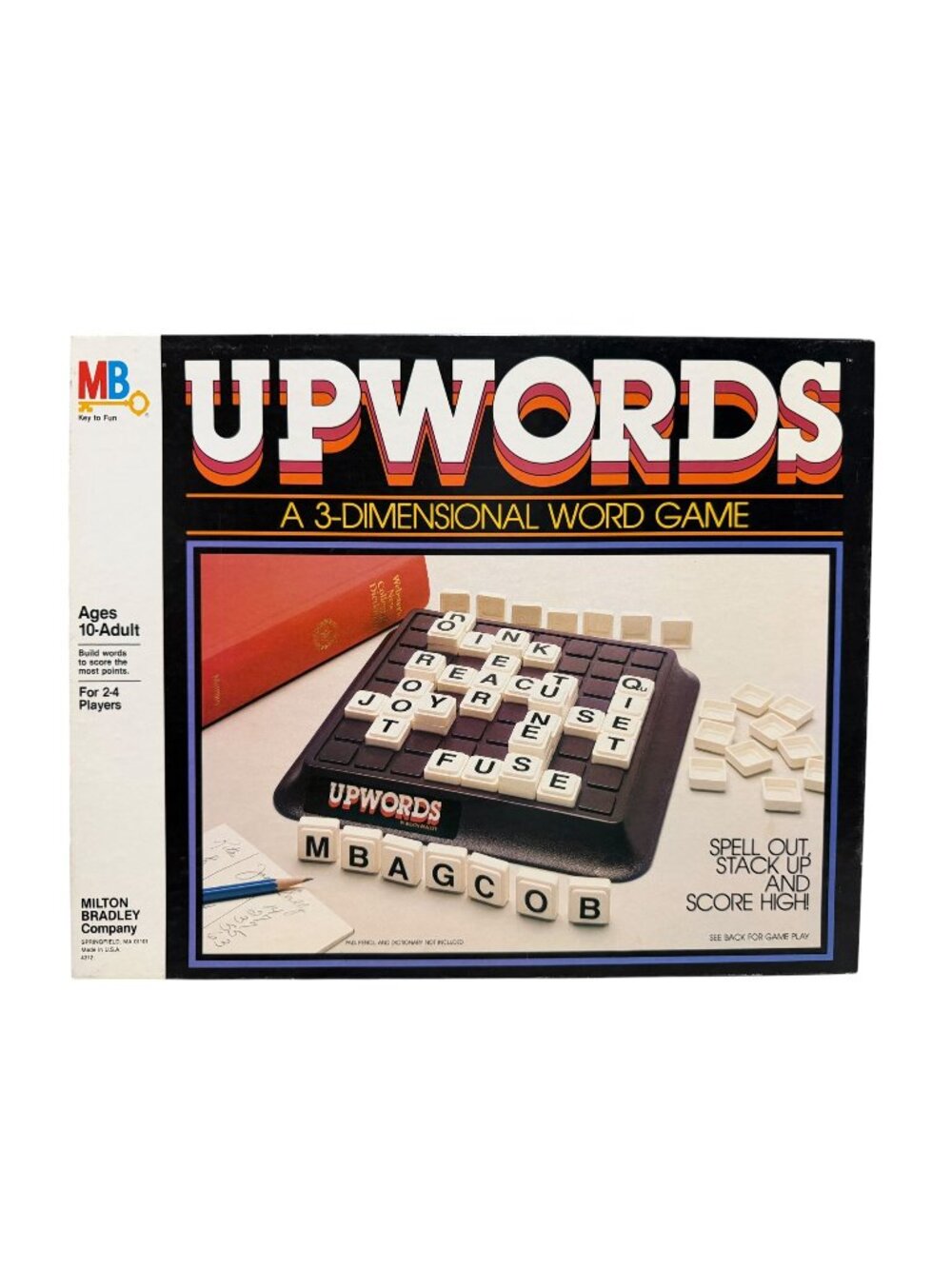 Upwords 3D Word Game Milton Bradley Vintage 1983 No Instructions